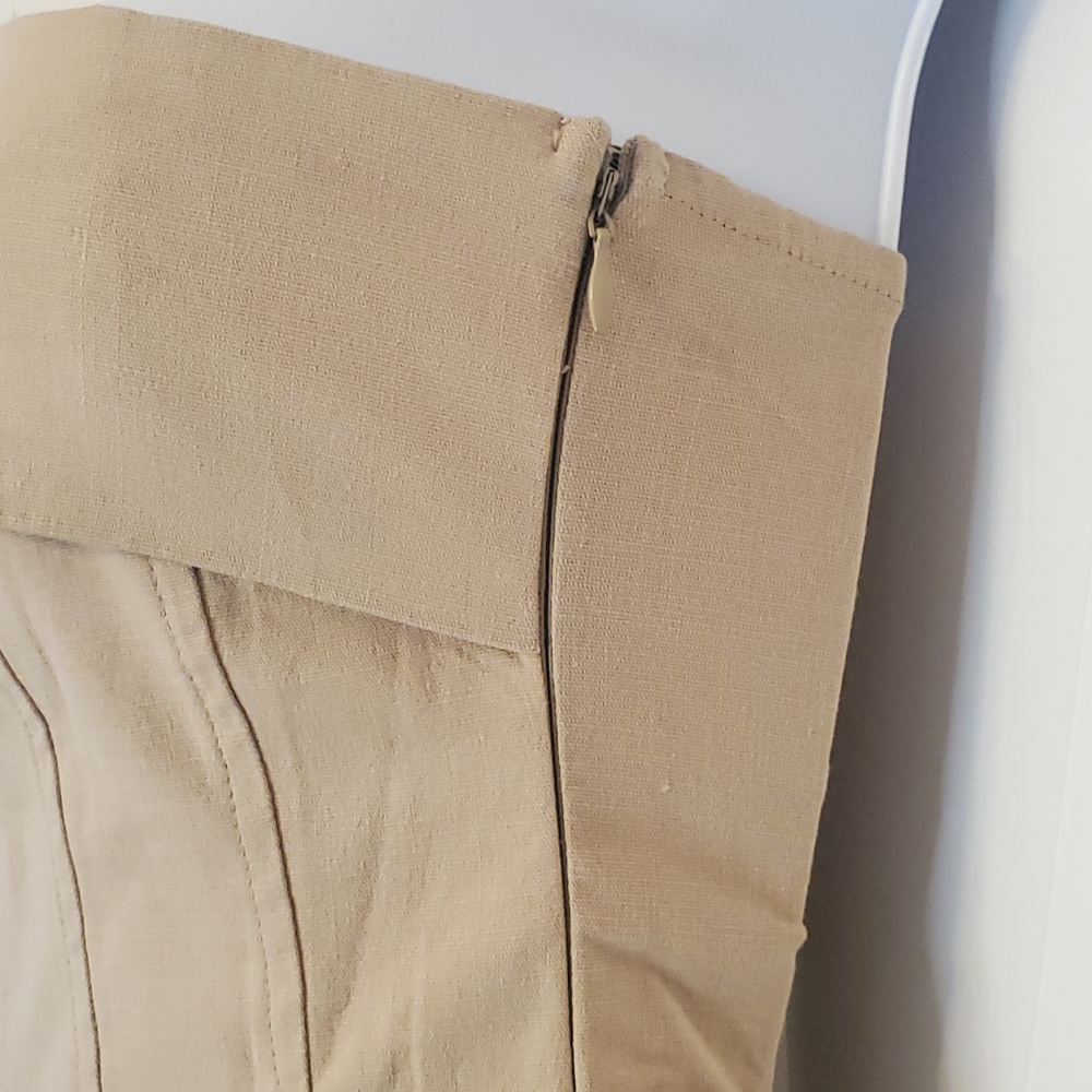 Strapless Belted Khaki Dress. NWT. Sizes Available XS - Picture 3 of 5